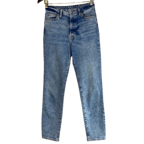 H&M &Denim Mom Jeans Ultra High Waist Ankle Blue Medium Wash Button Fly Size 2 - Picture 12 of 12